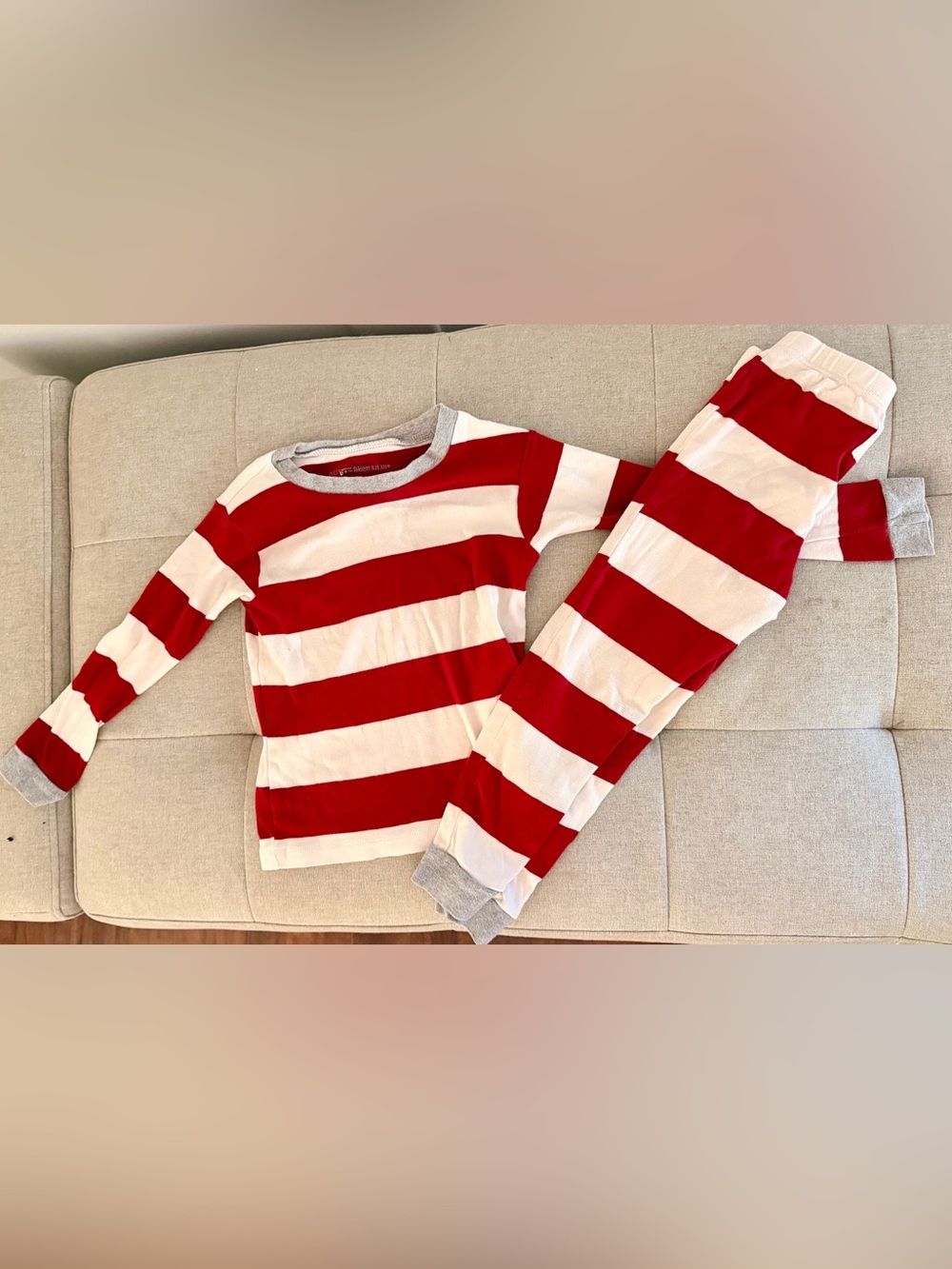 Red and White Striped Kids Pajama Set